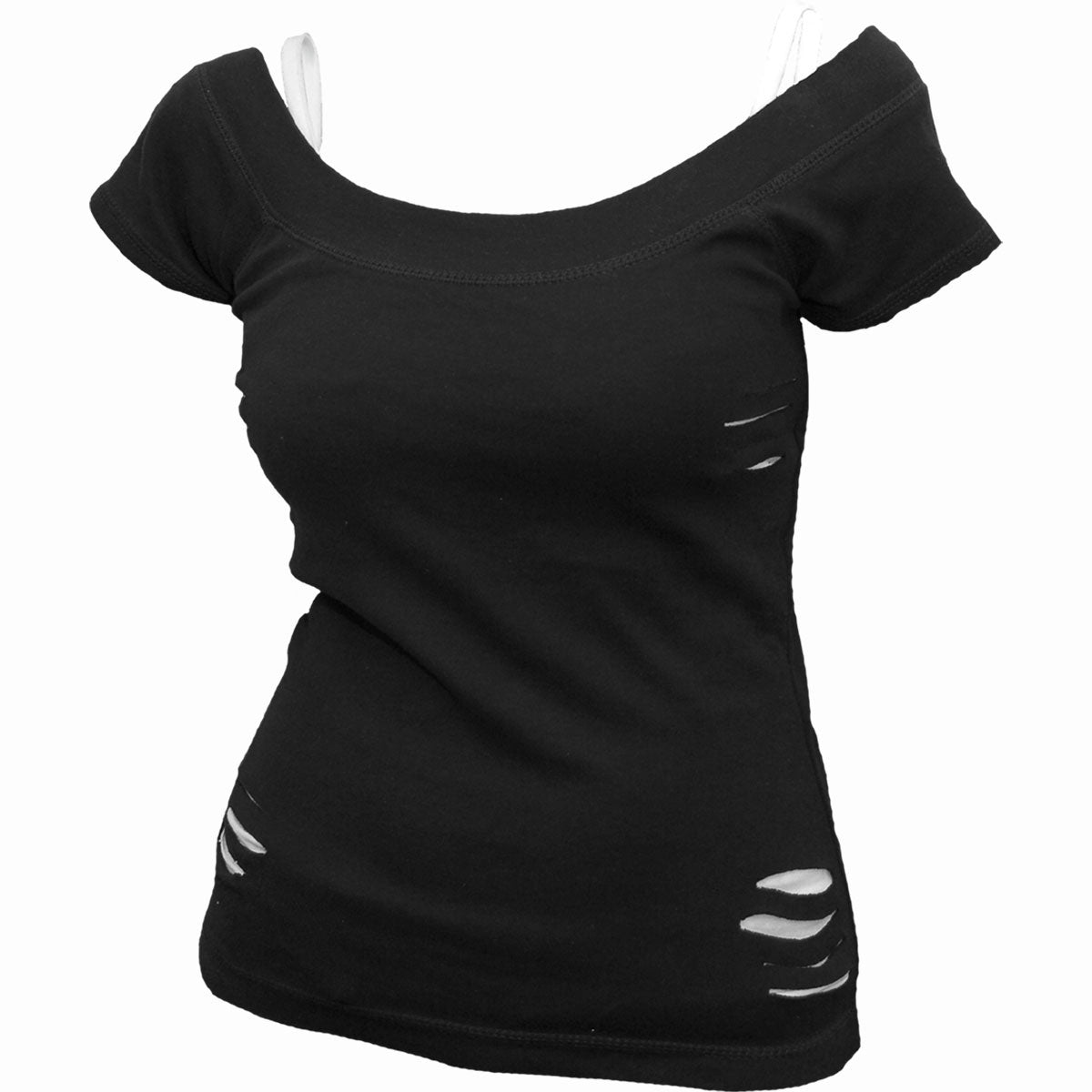 Spiral Ladies 2-in-1 Ripped Top: Plain