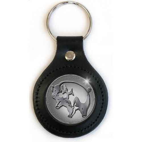 Pink Floyd Leather Keychain: Pig