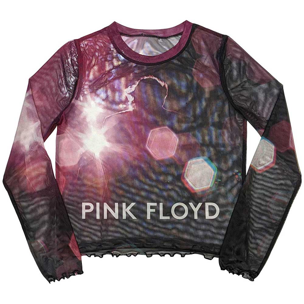 Pink Floyd Ladies Long Sleeve Mesh Crop Top: Knebworth '90