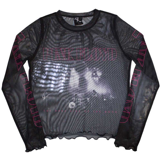 Pink Floyd Ladies Long Sleeve Mesh Crop Top: Live Band