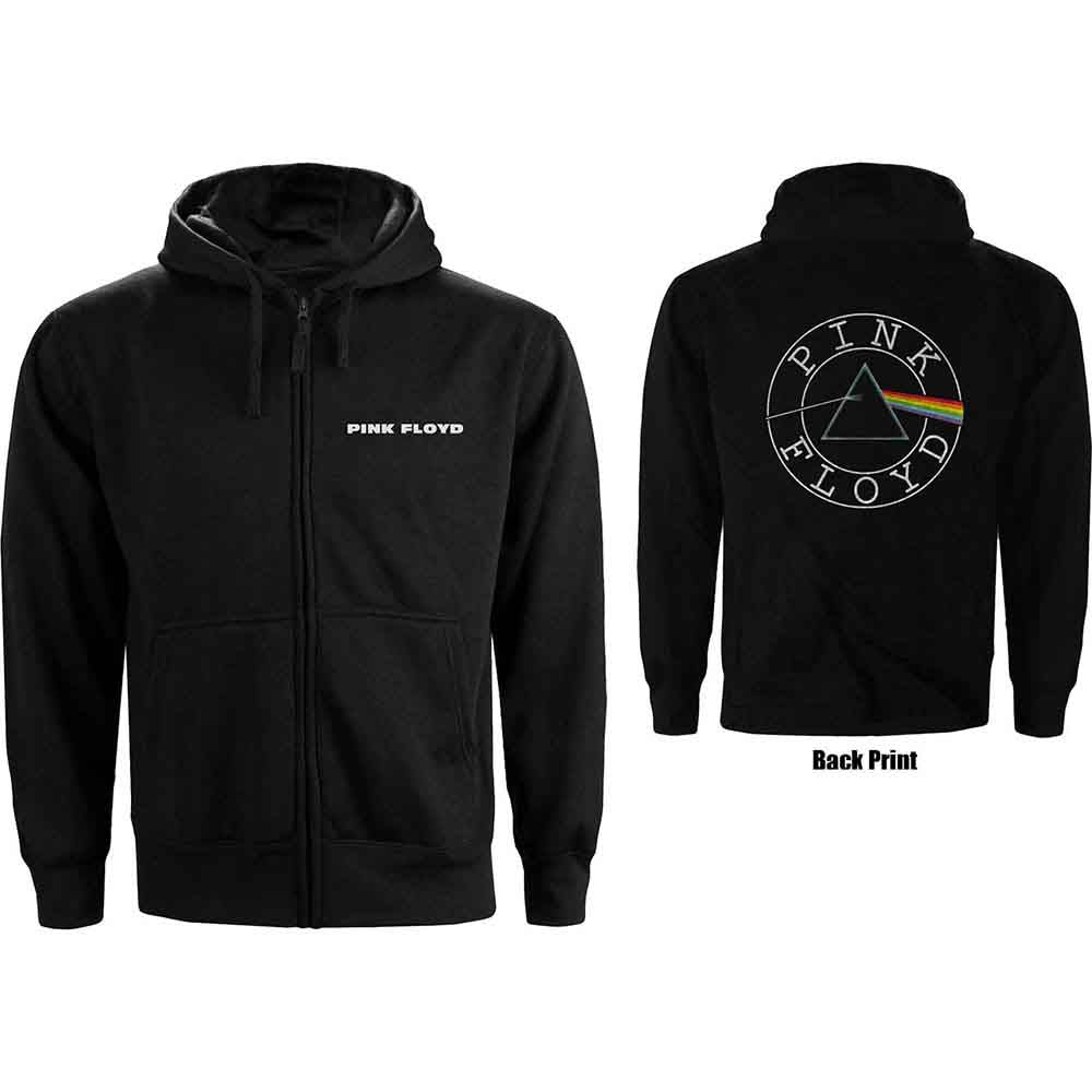 Pink Floyd Ladies Zipped Hoodie: Circle Logo
