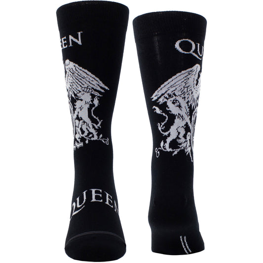 Queen Crew Socks: White Crest
