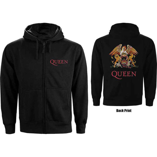 Queen Ladies Zipped Hoodie: Classic Crest