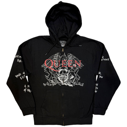 Queen Zipped Hoodie: Logo & Crest Outline