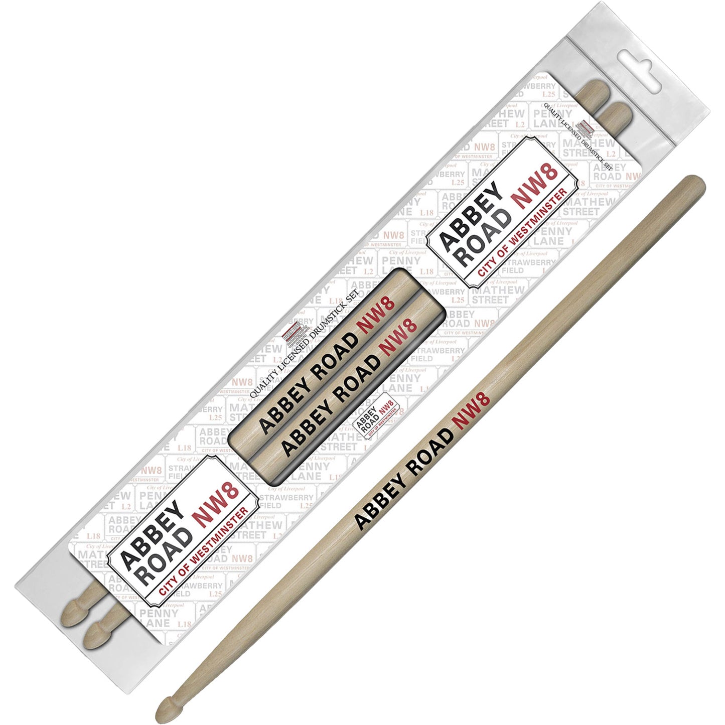 Rock Off Drumstick Set: Abbey Road Street Sign