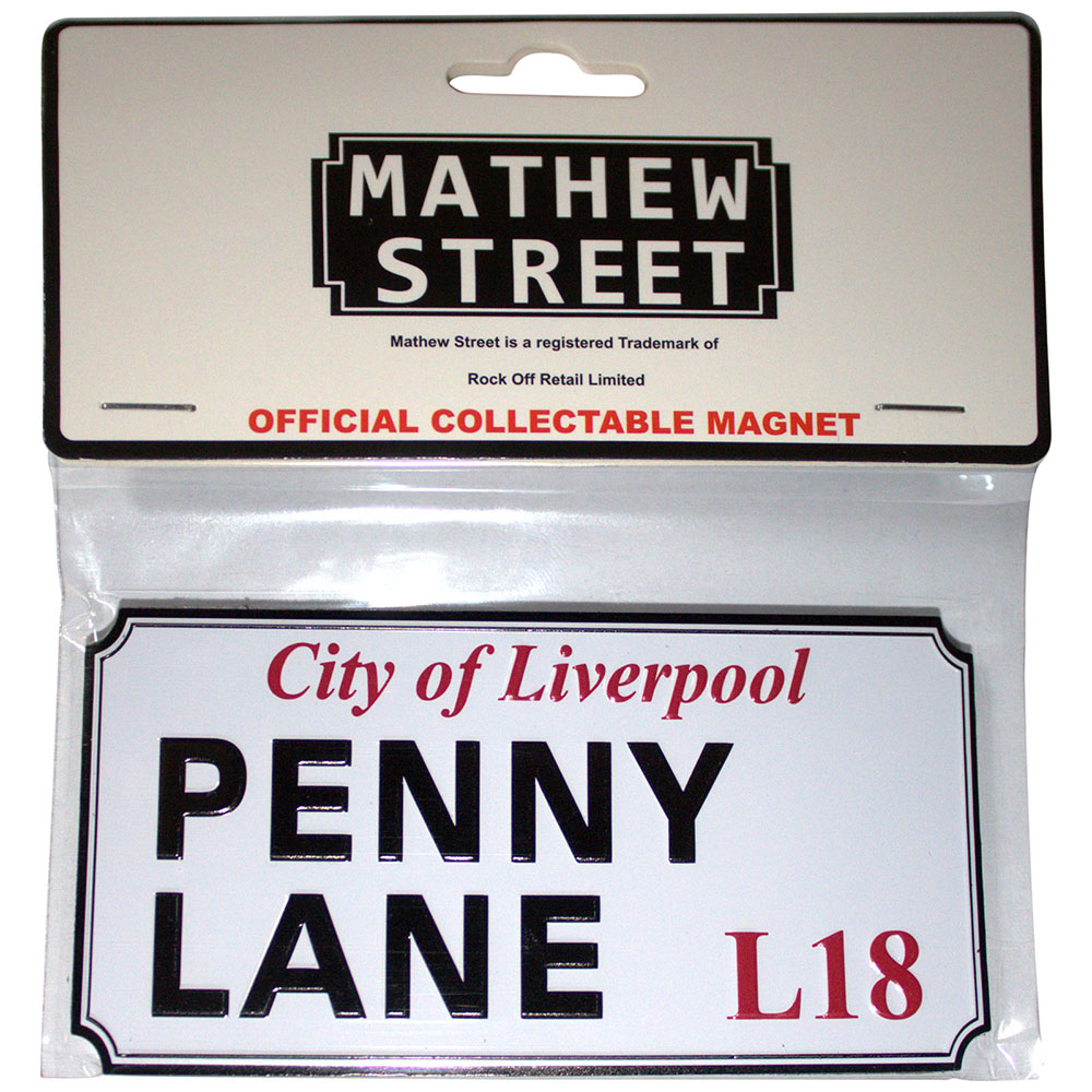 Rock Off Premium Fridge Magnet: Penny Lane Liverpool Sign Embossed