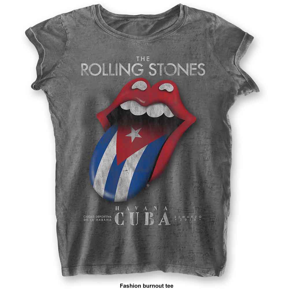 The Rolling Stones Ladies Burnout T-Shirt: Havana Cuba