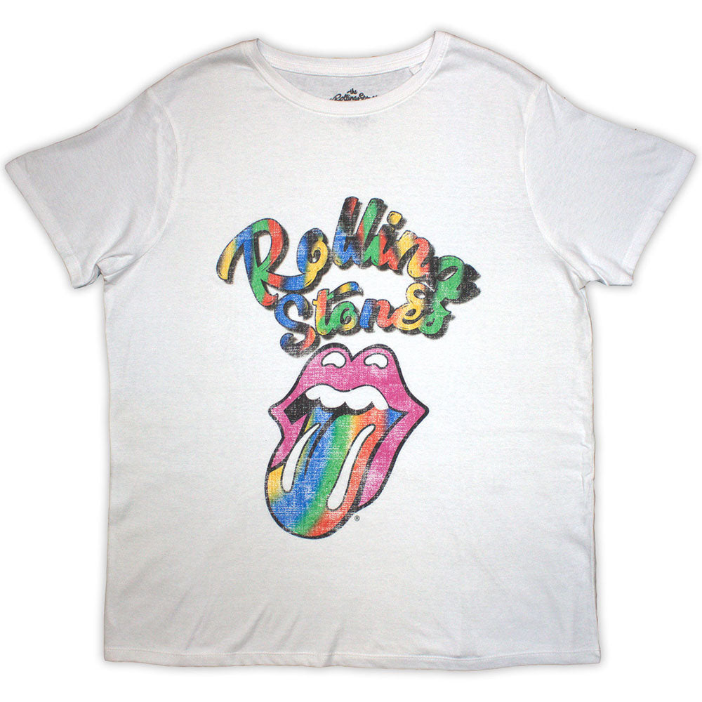 The Rolling Stones Ladies T-Shirt: Multicolour Tongue