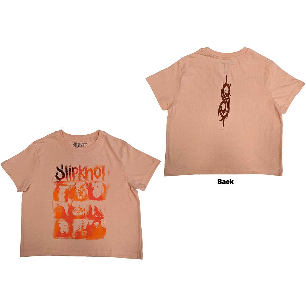 Slipknot Ladies Crop Top: The End  So Far Faces Grid