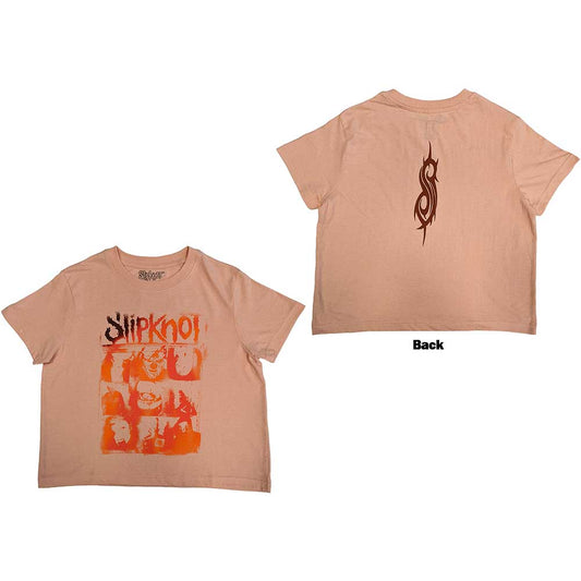 Slipknot Ladies Crop Top: The End  So Far Faces Grid