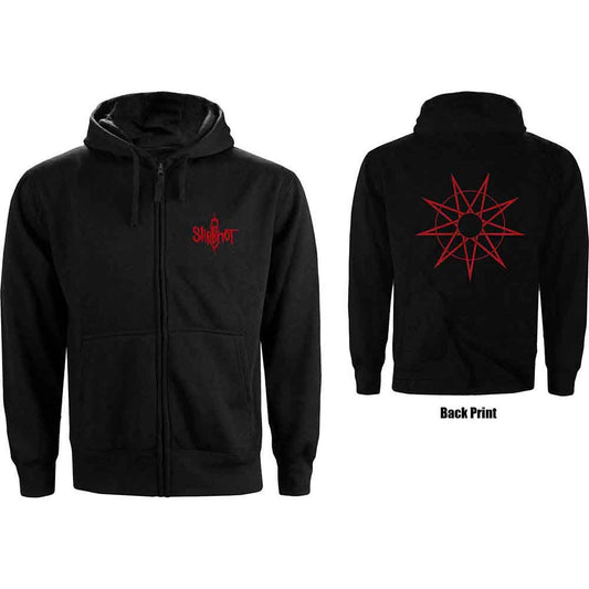 Slipknot Ladies Zipped Hoodie: 9 Point Star