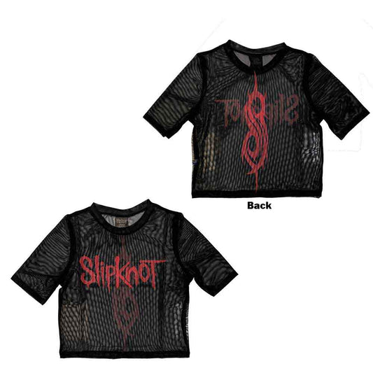 Slipknot Ladies Mesh Crop Top: Logo