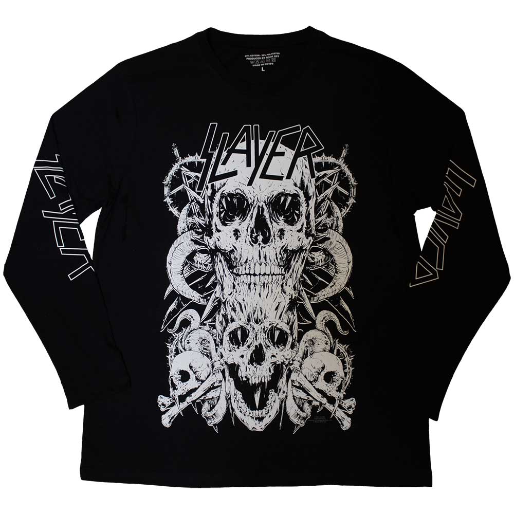 Slayer Long Sleeve T-Shirt: White Skulls