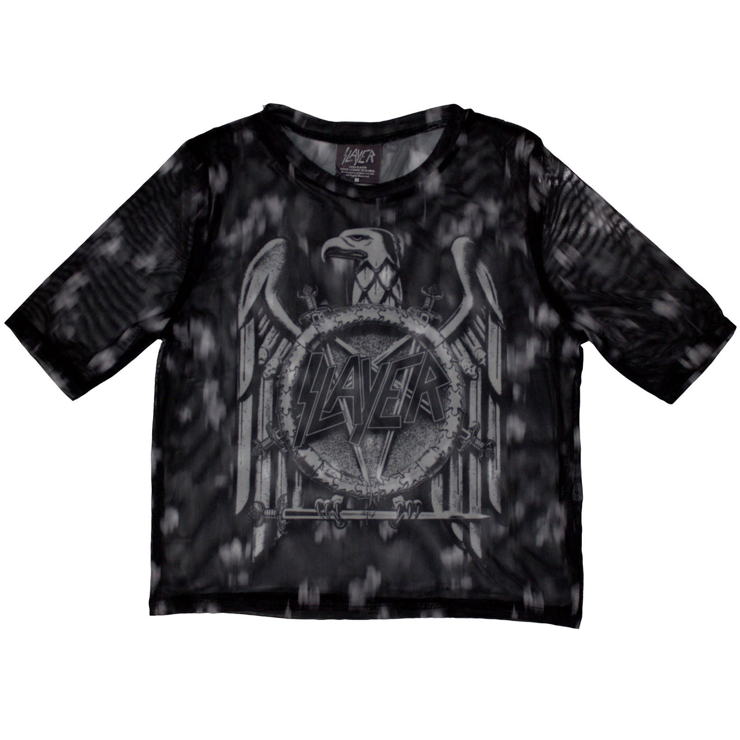 Slayer Ladies Mesh Crop Top: Mono Eagle