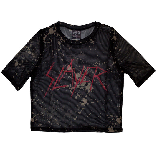Slayer Ladies Mesh Crop Top: Scratchy Logo