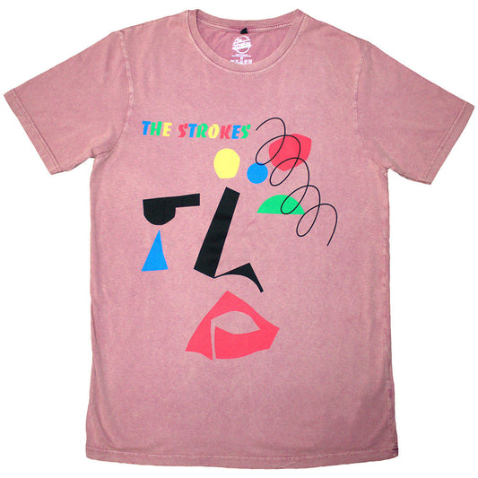The Strokes Stone Wash T-Shirt: Abstract Face