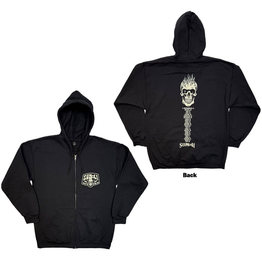 Sum 41 Zipped Hoodie: Tour '24 Pt.2 Pocket Logo & Skull