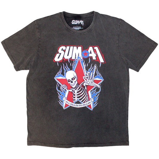 Sum 41 Stone Wash T-Shirt: All Killer No Filler Skeleton
