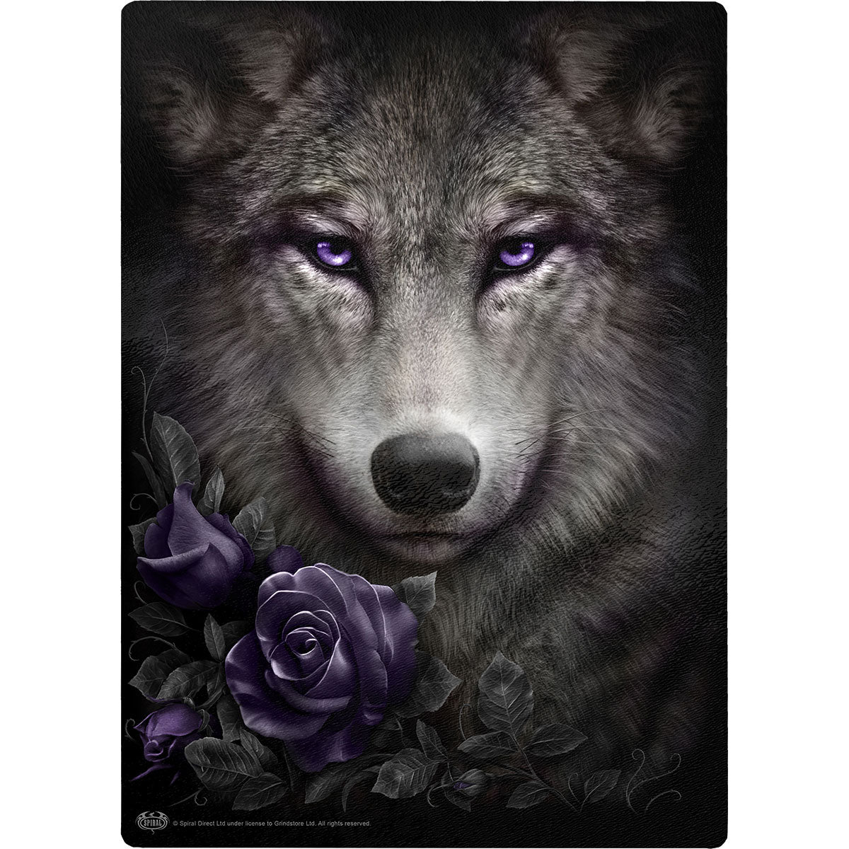 Spiral Glass Chopping Board: Wolf Roses