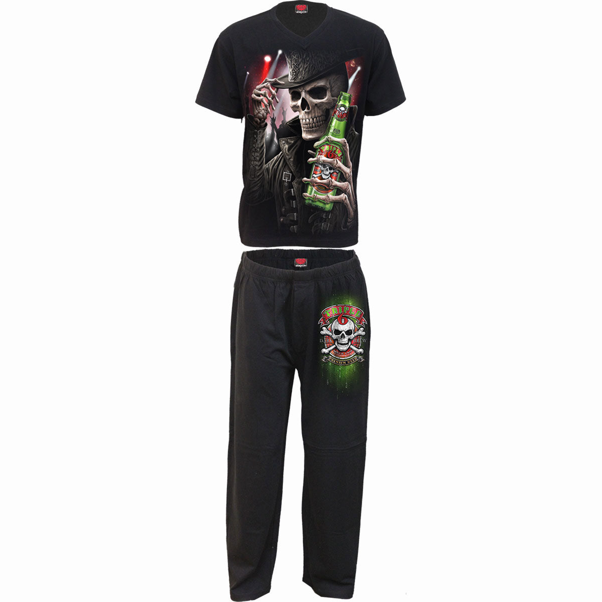 Spiral 4 Piece Gothic Pyjama Set: Triple 6