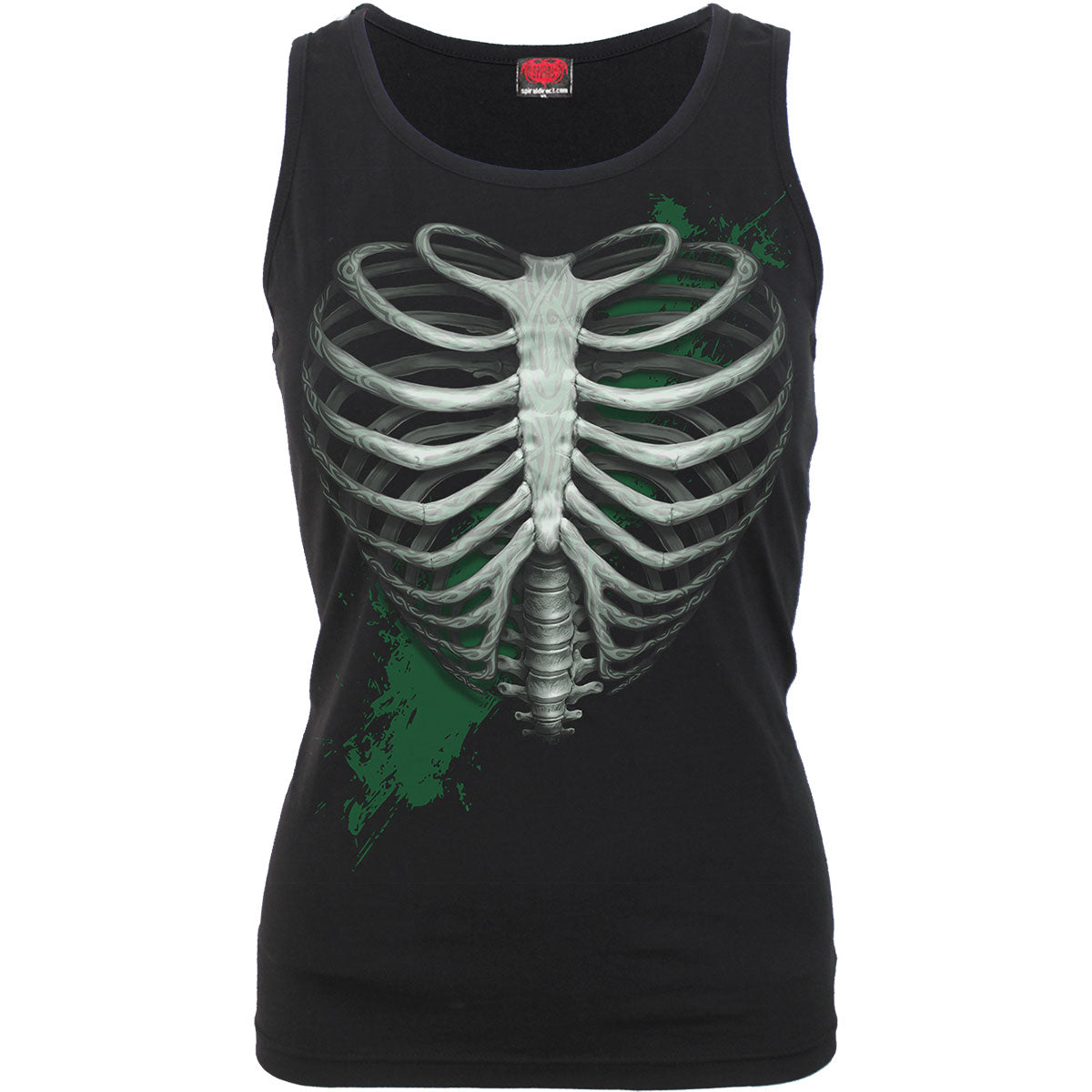 Spiral Ladies Razor Back Vest T-Shirt: Heart Ribs Glow in the Dark