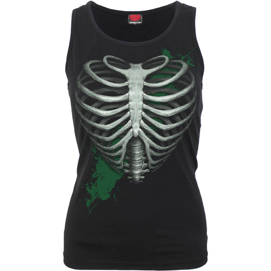 Spiral Ladies Razor Back Vest T-Shirt: Heart Ribs Glow in the Dark