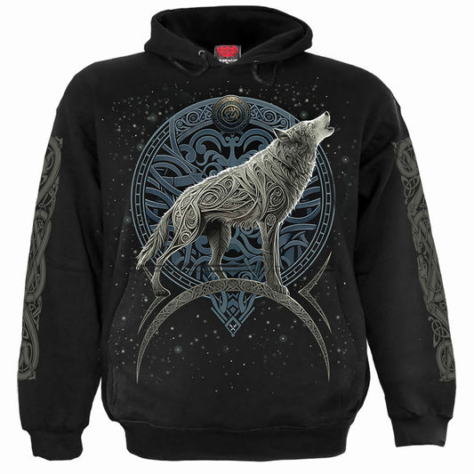 Spiral Pullover Hoodie: Celtic Wolf