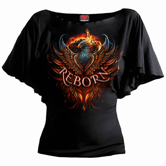 Spiral Ladies Latin Boatneck Top: Ashes Reborn
