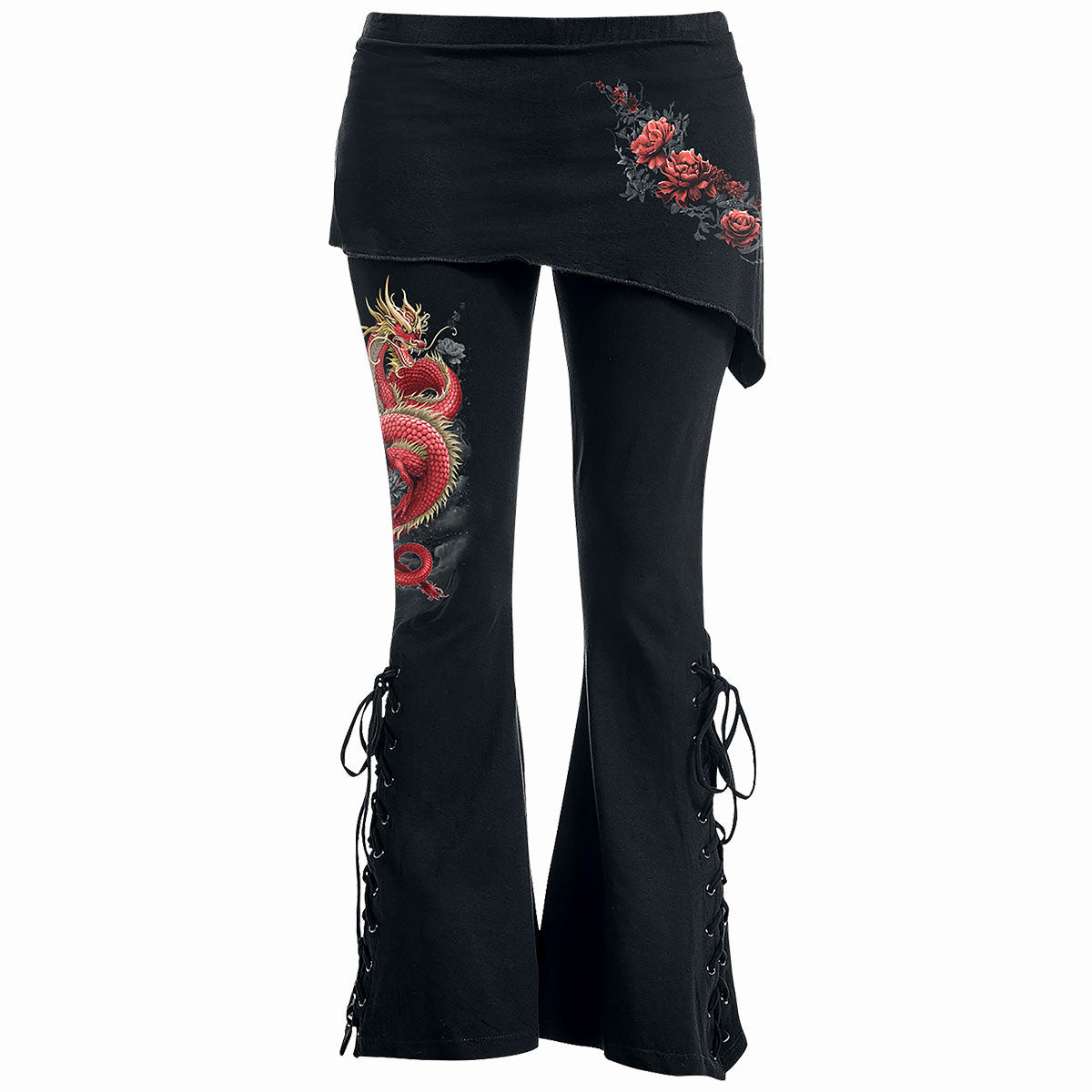 Spiral Ladies Boot Cut Leggings with Micro Skirt: Shenlong