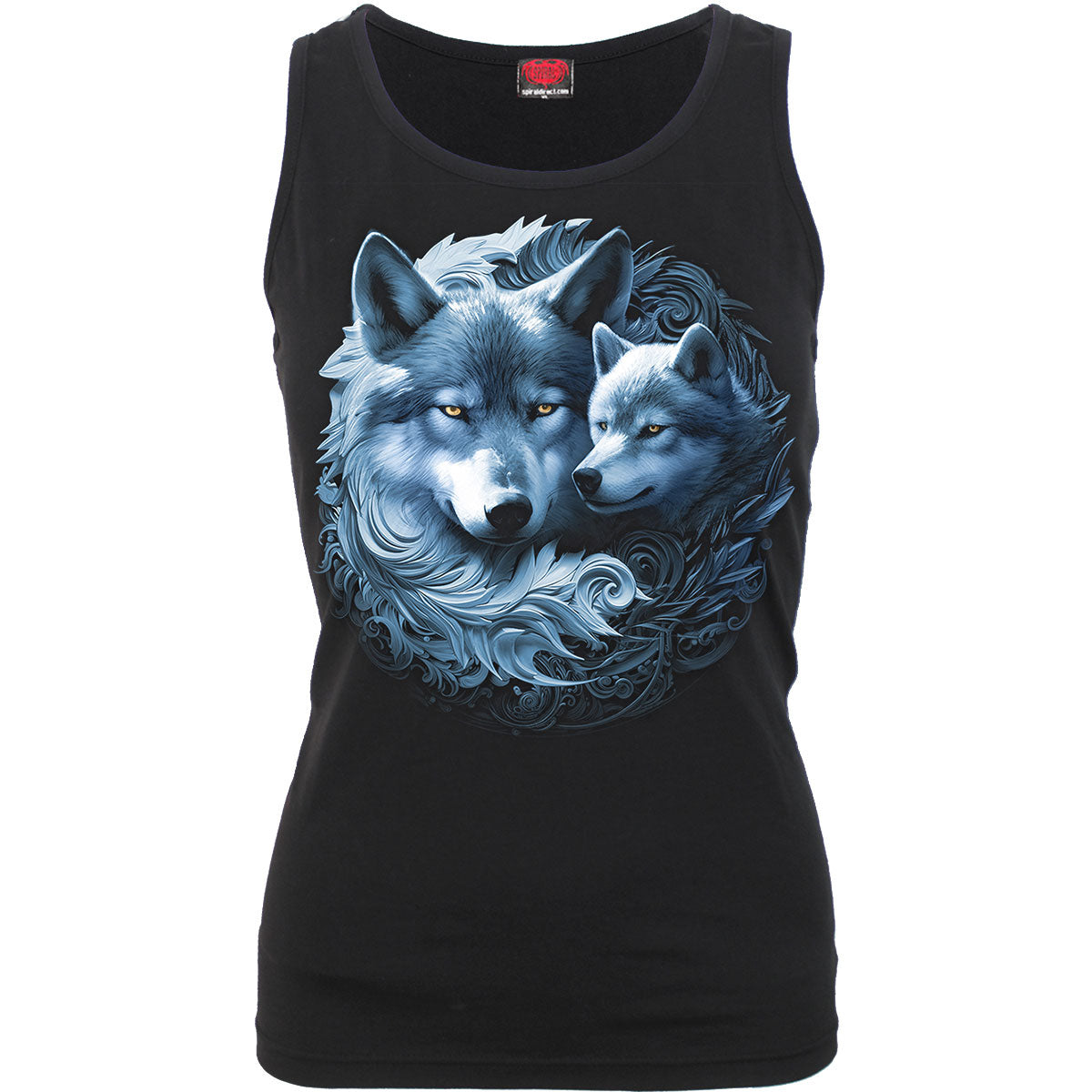 Spiral Ladies Razor Back Vest T-Shirt: Wolf Guardian