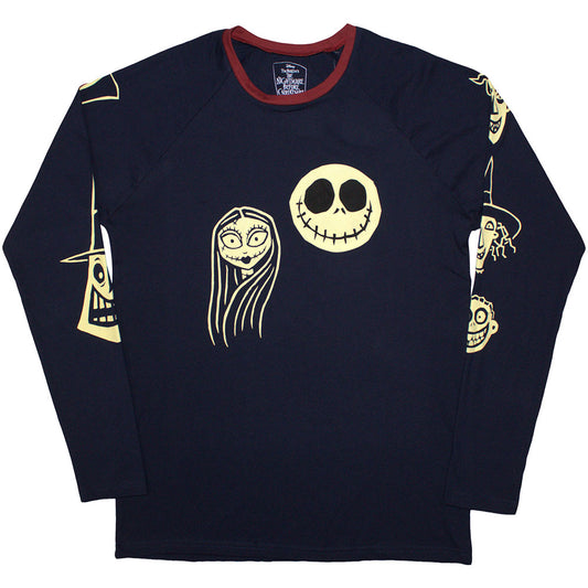 The Nightmare Before Christmas Long Sleeve T-Shirt: Faces AOP