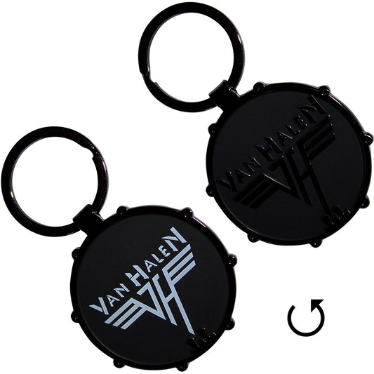 Van Halen Keychain: Retro Logo Drum Double-Sided
