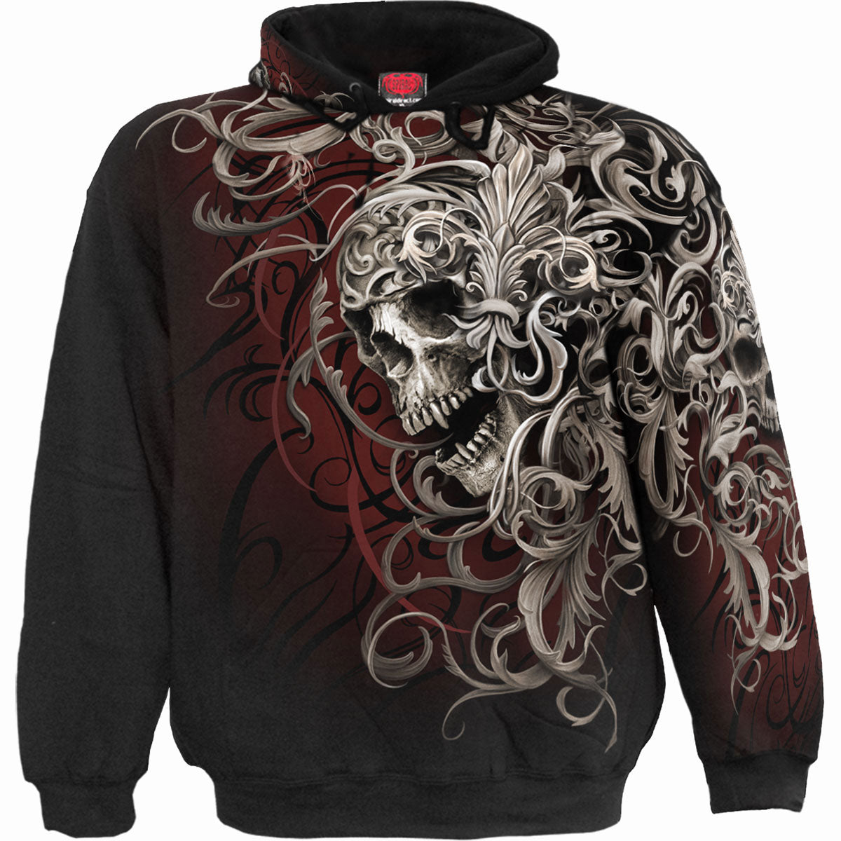 Spiral Pullover Hoodie: Skull Shoulder Wrap
