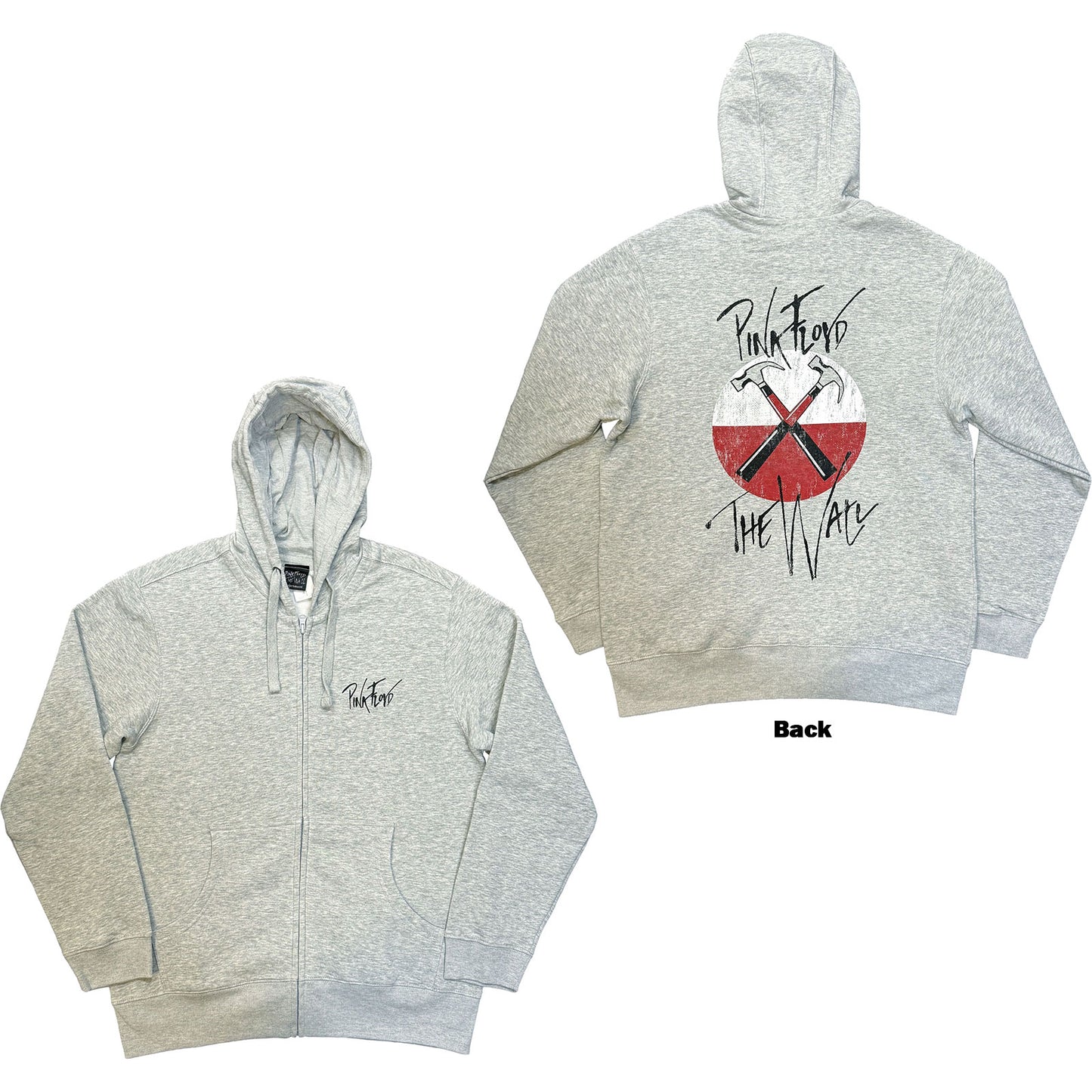 Pink Floyd Zipped Hoodie: The Wall Faded Hammers Logo