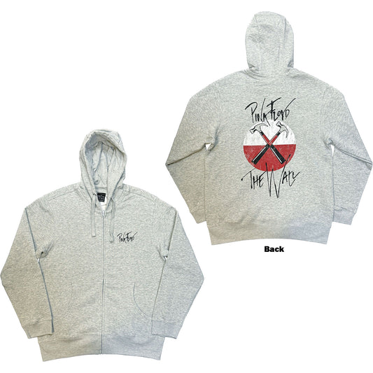 Pink Floyd Zipped Hoodie: The Wall Faded Hammers Logo