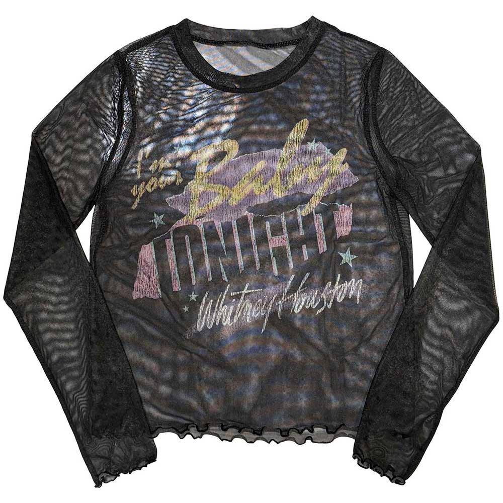 Whitney Houston Ladies Long Sleeve Mesh Crop Top: I'm Your Baby