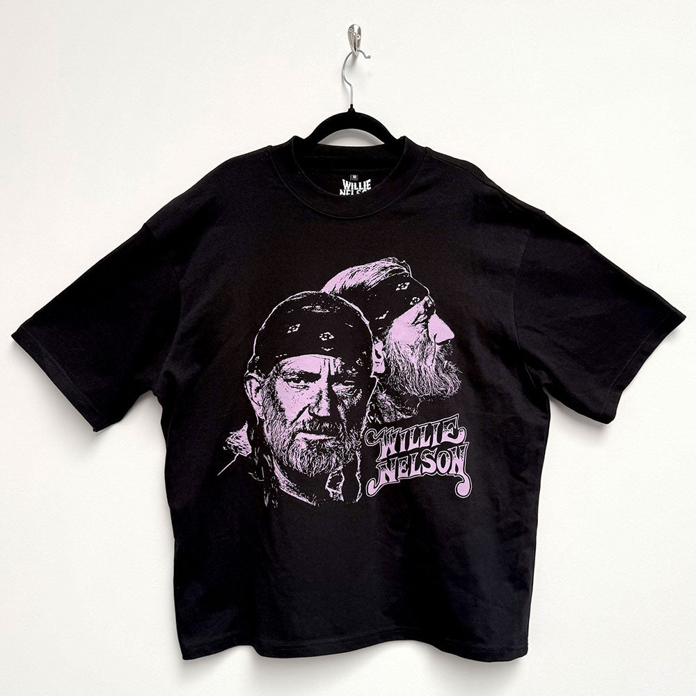 Willie Nelson Oversized Boxy T-Shirt: Purple Graphic