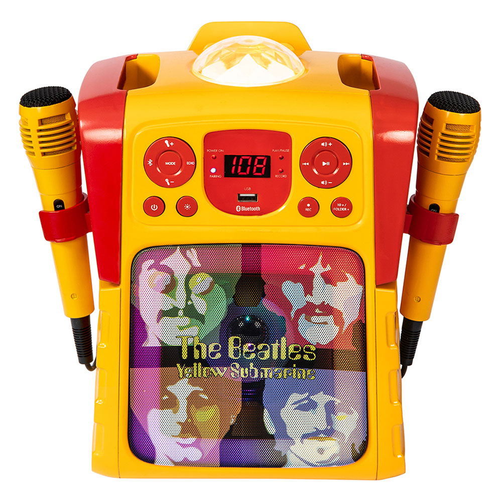 The Beatles Karaoke Speaker with Lightshow & 2 Microphones: Yellow Submarine Faces