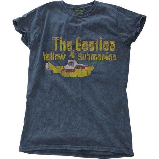 The Beatles Ladies T-Shirt: Yellow Submarine Nothing Is Real Snow Wash