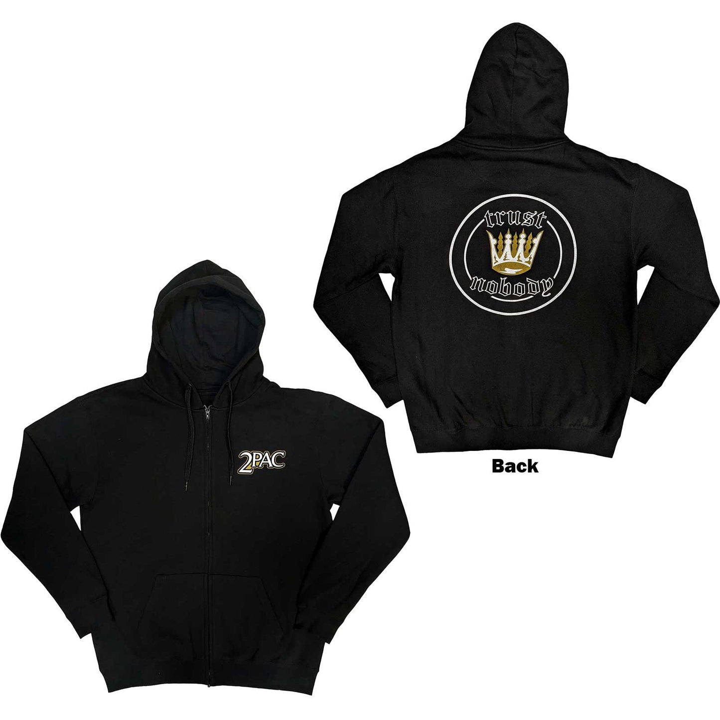 Tupac Zipped Hoodie: Crown Seal