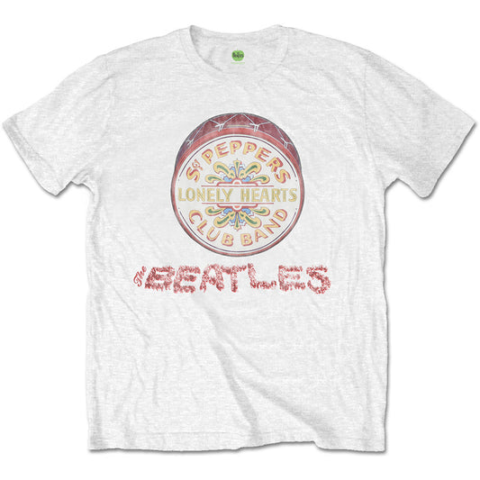 The Beatles T-Shirt: Flowers Logo & Drum