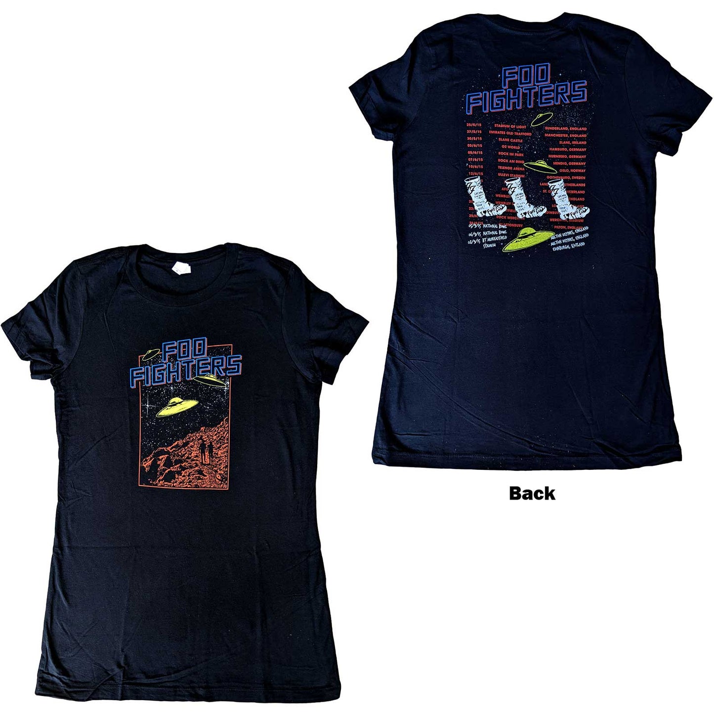 Foo Fighters Ladies T-Shirt: UFOS 2015 European Tour