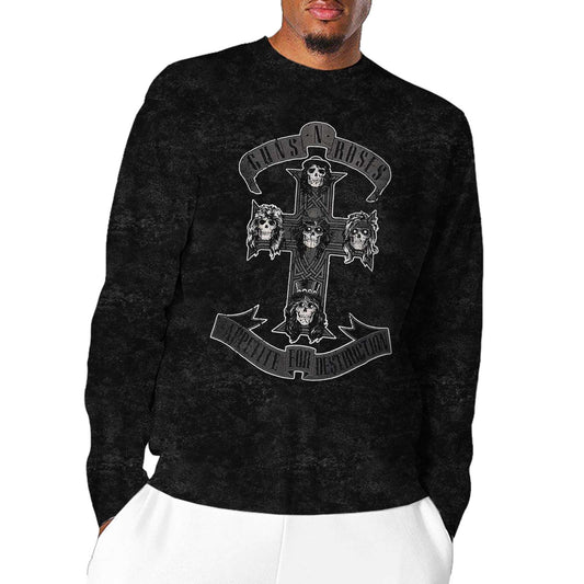 Guns N' Roses Long Sleeve T-Shirt: Monochrome Cross