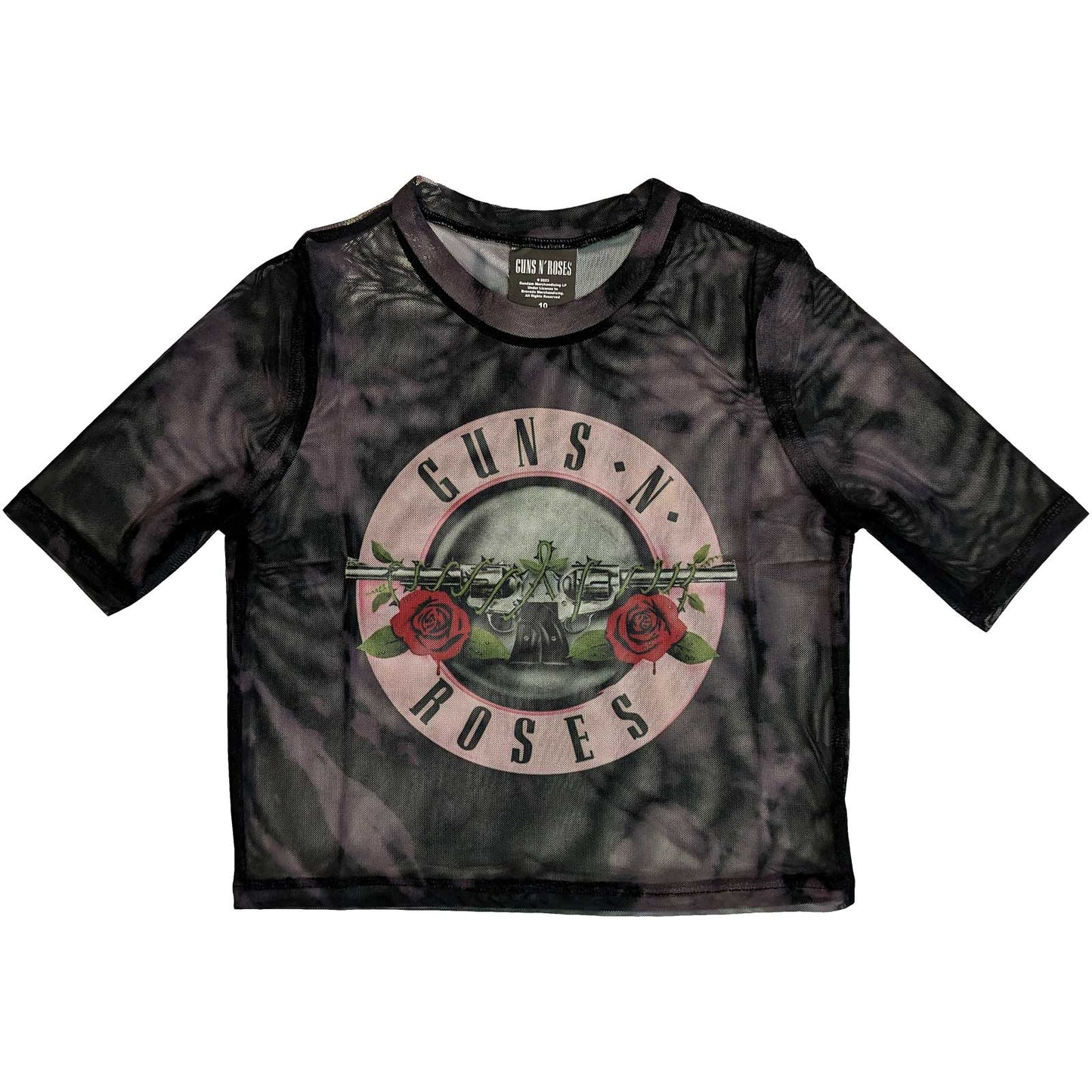 Guns N' Roses Ladies Crop Top: Pink Tint Bullet Logo