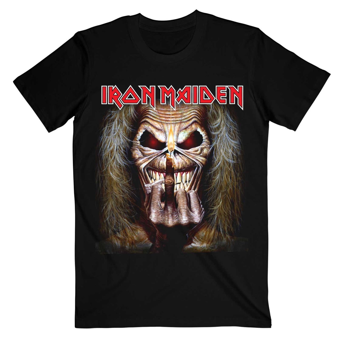 Iron Maiden T-Shirt: Eddie Candle Finger