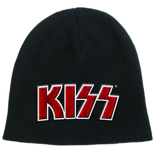 KISS Beanie Hat: Red on White Logo
