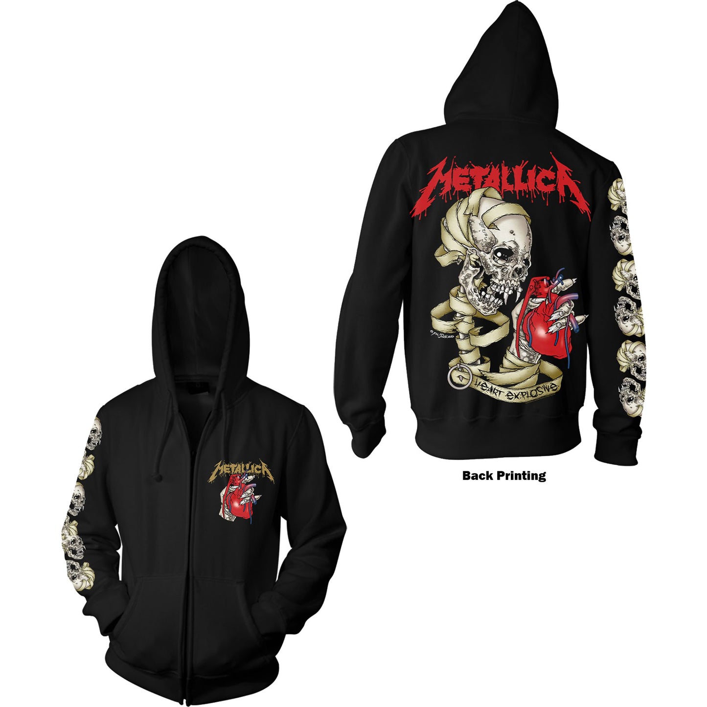 Metallica Zipped Hoodie: Heart Explosive