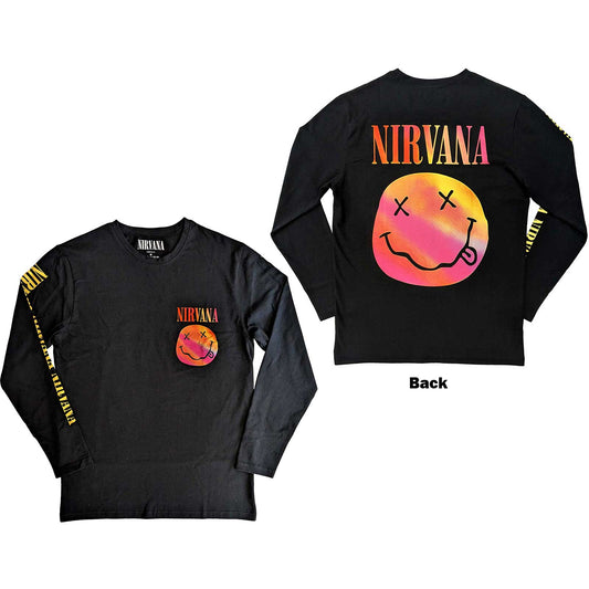 Nirvana Long Sleeve T-Shirt: Gradient Happy Face