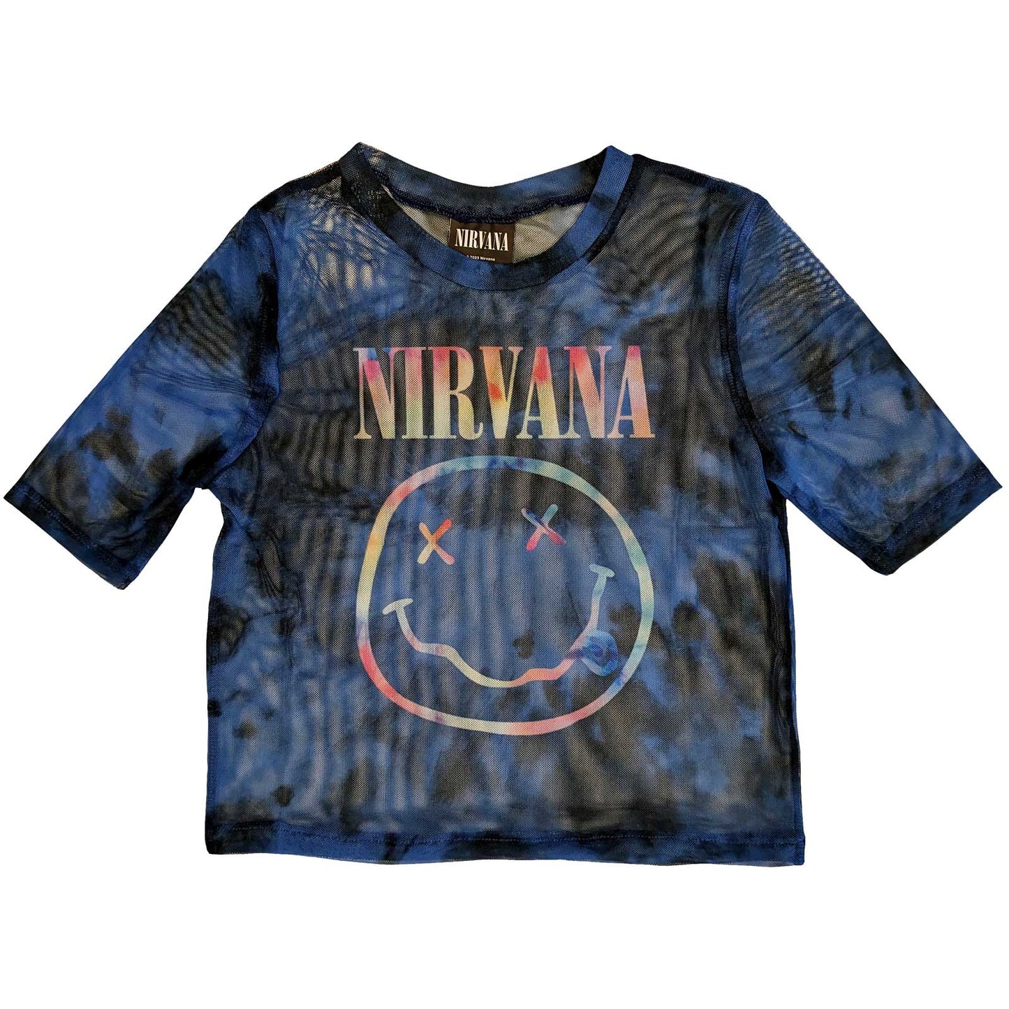 Nirvana Ladies Crop Top: Pastel Happy Face