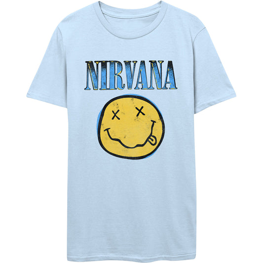 Nirvana T-Shirt: Xerox Happy Face Blue